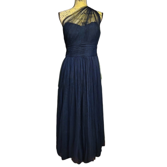 Bill Levkoff English Netting One-Shoulder Gown - Picture 2 of 10